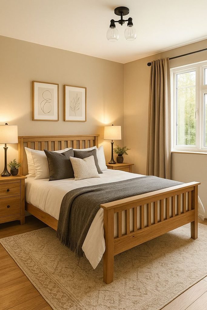 Neutral colour palette used in a cosy bedroom