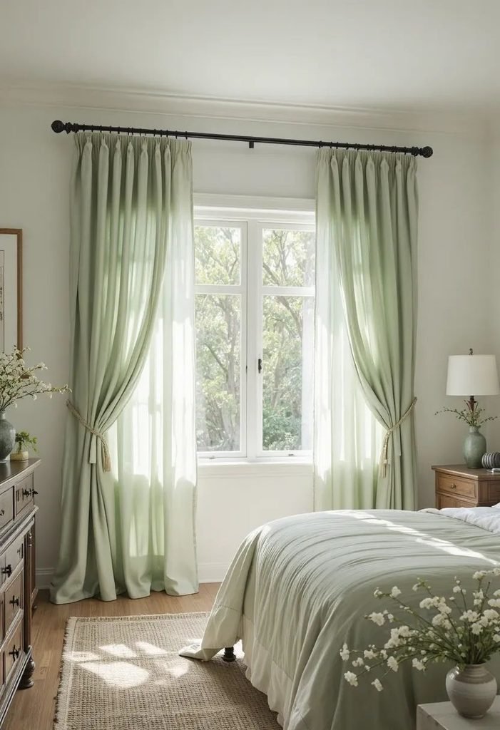 Elegant curtains adding warmth and style to a bedroom